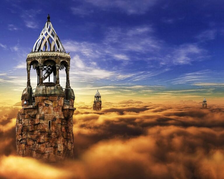 fantasy castle cloud sky tower fairy medieval magic fairytale dream nature architecture mystery old ancient kingdom