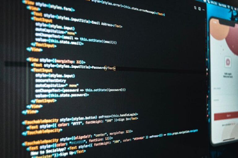 Detailed close-up view of programming code on a computer screen, showcasing a web application interface.